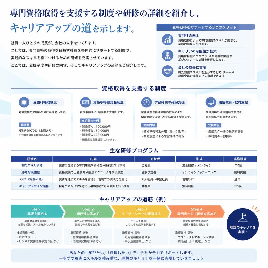 スキルアップと資格取得支援