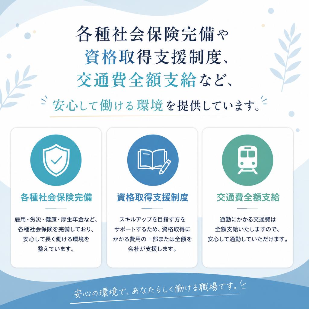 充実した福利厚生で安心な生活を