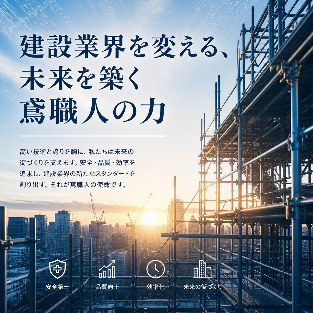 建設業界を変える、未来を築く鳶職人の力