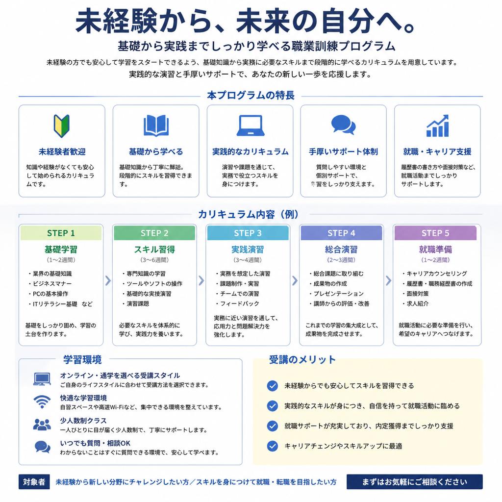 2. 未経験でも安心！充実の職業訓練制度